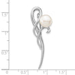 Sterling Silver Rhodium-plated 8-9mm White Button Freshwater Cultured Pearl Pin Brooch - Birthstone Company