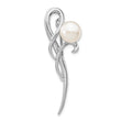 Sterling Silver Rhodium-plated 8-9mm White Button Freshwater Cultured Pearl Pin Brooch - Birthstone Company