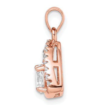 Sterling Silver Rose-tone Triangle CZ Pendant