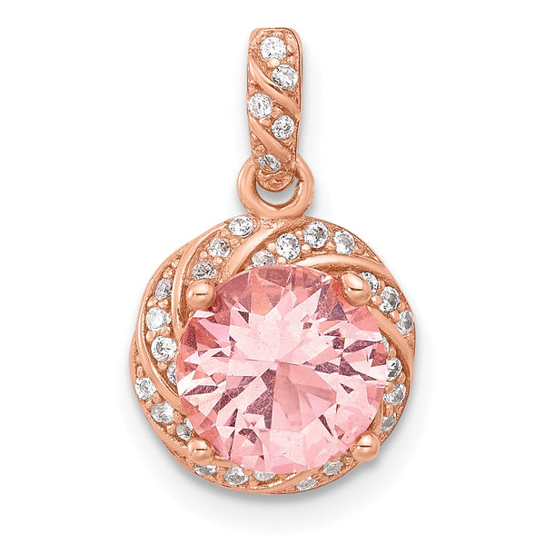 Sterling Silver Rose-tone Crystal Pendant
