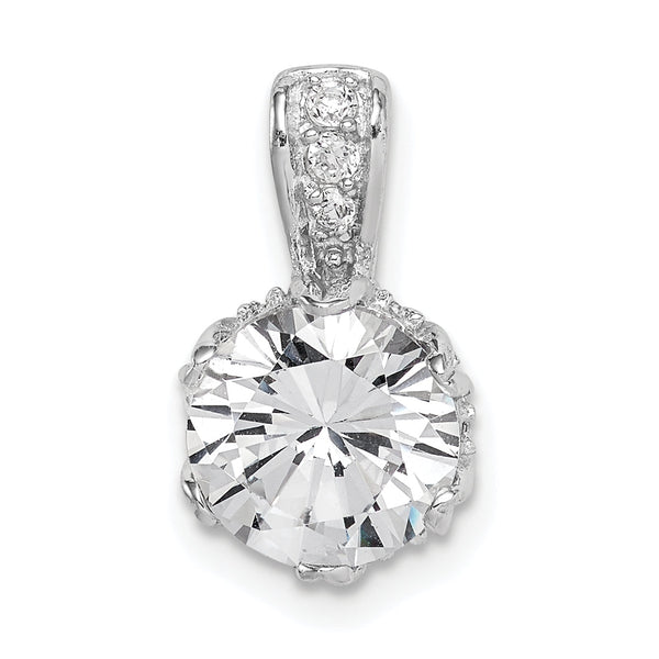 Sterling Silver Rhodium-plated CZ Pendant