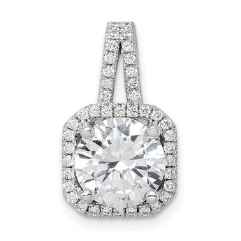 Sterling Silver Rhodium-platedCZ Halo Pendant