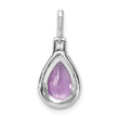 Sterling Silver Rhodium-plated Amethyst Teardrop Pendant
