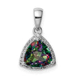 Sterling Silver Rhod-plated Trillion Mystic Fire/White Topaz Pendant - Birthstone Company
