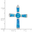 Sterling Silver Rhodium-plated Created Opal Cross Slide Pendant
