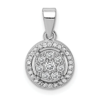 Sterling Silver Rhodium-plated Pave CZ Circles Pendant