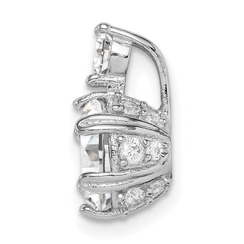 Sterling Silver Rhodium-plated Polished 8mm Round CZ Chain Slide