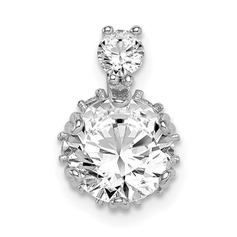 Sterling Silver Rhodium-plated Polished 8mm Round CZ Chain Slide