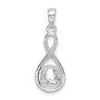 Sterling Silver Rhodium-plated 6.5mm CZ Teardrop Pendant