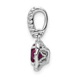 Sterling Silver Rhodium-plated Lab Created Red Corundum and White CZ Pendant