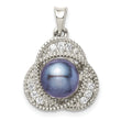 Sterling Silver Rhod-pltd Black FWC Pearl and White Topaz Pendant - Birthstone Company