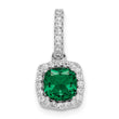 Sterling Silver Rhodium-plated Green & White CZ Slide