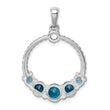 Sterling Silver Rhod-plat London blue and LB topaz Pendant