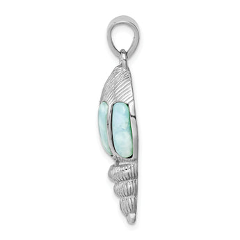 Sterling Silver Rhodium-plated Larimar Shell Pendant
