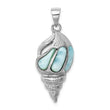 Sterling Silver Rhodium-plated Larimar Shell Pendant