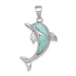 Sterling Silver Rhodium-plated Larimar Dolphin Pendant