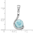 Sterling Silver Rhodium-plated Larimar Swirl Design Pendant