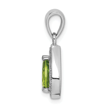 Sterling Silver Rhodium Plated Green and Clear CZ Pendant