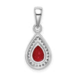 Sterling Silver Rhod Plated Red and Clear CZ Pendant