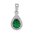 Sterling Silver Rhodium Plated Green and Clear CZ Pendant