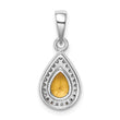 Sterling Silver Rhodium Plated Yellow and Clear CZ Pendant