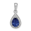 Sterling Silver Rhodium Plated Blue and Clear CZ Pendant