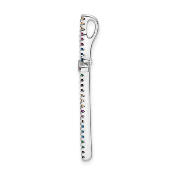 Prizma Sterling Silver Rhodium-plated Colorful CZ Cross Chain Slide