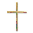 Prizma Sterling Silver Gold-tone 14K Flash Gold-plated Colorful CZ Cross Chain Slide