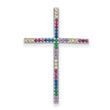 Prizma Sterling Silver Rhodium-plated Colorful CZ Cross Chain Slide