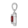 Sterling Silver Rhodium Plated Clear CZ and Square Red CZ Pendant