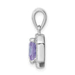 Sterling Silver Rhodium Plated Clear CZ and Square Light Purple CZ Pendant