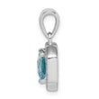Sterling Silver Rhodium Plated Clear CZ and Square Blue CZ Pendant