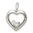 Sterling Silver Rhodium-plated CZ 19mm Heart Glass Pendant