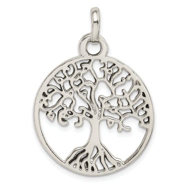 Sterling Silver Polished Tree of Life Pendant