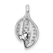 Sterling Silver Rhodium-plated CZ Leaf Slide
