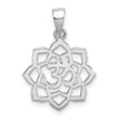 Sterling Silver Rhodium-plated Lotus w/Om Center Pendant