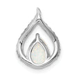 Sterling Silver Rhodium Plated CZ and Lab Created Opal Chain Slide