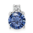 Sterling Silver Rhodium-plated Blue and White CZ Chain Slide