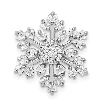 Sterling Silver Rhodium-plated CZ Snowflake Chain Slide