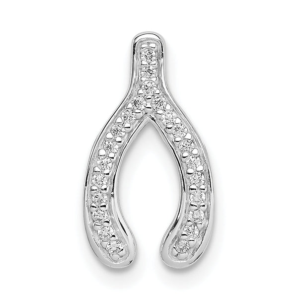 Sterling Silver Rhodium Plated CZ Wishbone Slide