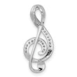 Sterling Silver Rhodium-plated Polished CZ Treble Clef Slide