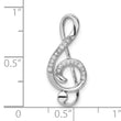 Sterling Silver Rhodium-plated Polished CZ Treble Clef Slide