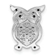 Sterling Silver Rhodium-plated Black and Clear CZ Owl Chain Slide