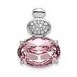 Sterling Silver Rhodium-plated Clear/Pink Crystal Oval Chain Slide