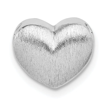 Sterling Silver Rhodium-plated Scratch Finish Heart Chain Slide