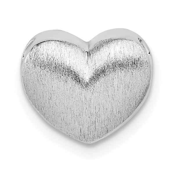 Sterling Silver Rhodium-plated Scratch Finish Heart Chain Slide
