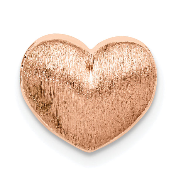 Sterling Silver Rose Gold-plated Scratch Finish Heart Chain Slide