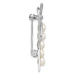 Sterling Silver Rhodium-plated 5-6mm White Button Freshwater Cultured Pearl Brooch - Birthstone Company