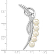 Sterling Silver Rhodium-plated 5-6mm White Button Freshwater Cultured Pearl Brooch - Birthstone Company