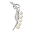 Sterling Silver Rhodium-plated 5-6mm White Button Freshwater Cultured Pearl Brooch - Birthstone Company